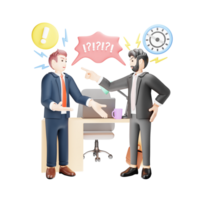 Conflict in Office Between Worker and Supervisor - 3D Character Illustration in Business png