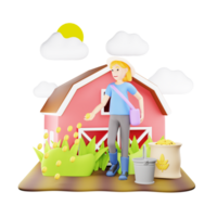 Farmer Planting Seeds - 3D Character Illustration png