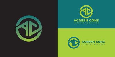 Abstract initial letter AC or CA logo in gradient green color isolated on multiple background colors. The logo is suitable for immigration consulting company logo icons to design inspiration templates vector