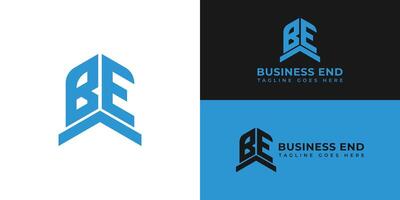 Abstract initial letter BE or EB logo in blue color isolated on multiple background colors. The logo is suitable for business and consulting company logo icons to design inspiration templates. vector