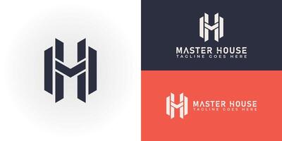 Abstract initial letter MH or HM logo in deep blue color isolated on multiple background colors. The logo is suitable for property and construction company logo icons to design inspiration templates. vector