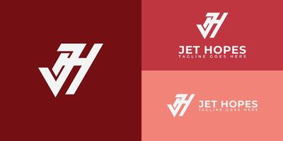Abstract initial letter JH or HJ logo in white color isolated on multiple red background colors. The logo is suitable for athletic sports shoe logo icons to design inspiration templates. vector