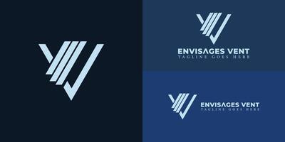 Abstract initial triangle letter EV or VE logo in soft blue color isolated on multiple background colors. The logo is suitable for business and consulting company logo icons to design inspiration vector