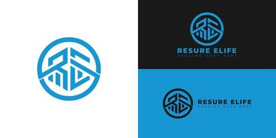 Abstract initial letter RE or ER logo in blue color isolated on multiple background colors. The logo is suitable for life insurance company logo icons to design inspiration templates. vector