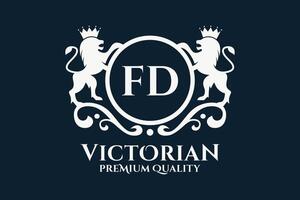 Luxury Letter FD crest Gold color Logo , Victory logo, crest logo, wing logo. vector