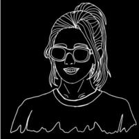 verano tema hermosa mujer vistiendo Gafas de sol blanco línea Arte vector