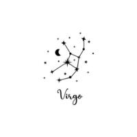 Virgo zodiac sign with moon and stars vector