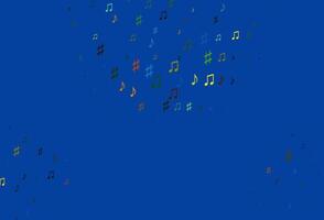 Light Blue, Yellow template with musical symbols. vector