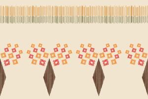 Traditional Ethnic ikat motif fabric pattern background geometric .African Ikat embroidery Ethnic pattern brown cream background wallpaper. Abstract,,illustration.Texture,frame,decoration. vector