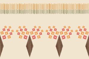 Traditional Ethnic ikat motif fabric pattern background geometric .African Ikat embroidery Ethnic pattern brown cream background wallpaper. Abstract,,illustration.Texture,frame,decoration. vector