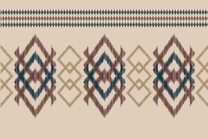 Traditional Ethnic ikat motif fabric pattern background geometric .African Ikat embroidery Ethnic pattern brown cream background wallpaper. Abstract,,illustration.Texture,frame,decoration. vector