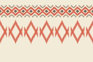 Traditional Ethnic ikat motif fabric pattern background geometric .African Ikat embroidery Ethnic pattern brown cream background wallpaper. Abstract,,illustration.Texture,frame,decoration. vector