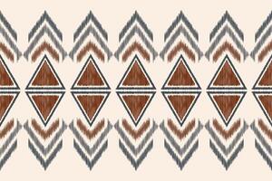Traditional Ethnic ikat motif fabric pattern background geometric .African Ikat embroidery Ethnic pattern brown cream background wallpaper. Abstract,,illustration.Texture,frame,decoration. vector