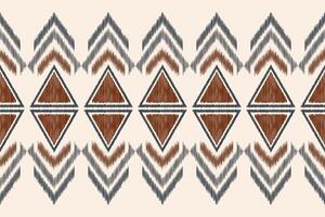 Traditional Ethnic ikat motif fabric pattern background geometric .African Ikat embroidery Ethnic pattern brown cream background wallpaper. Abstract,,illustration.Texture,frame,decoration. vector