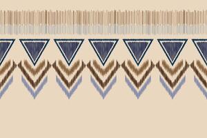 Traditional Ethnic ikat motif fabric pattern background geometric .African Ikat embroidery Ethnic pattern brown cream background wallpaper. Abstract,,illustration.Texture,frame,decoration. vector