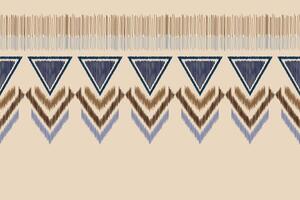 Traditional Ethnic ikat motif fabric pattern background geometric .African Ikat embroidery Ethnic pattern brown cream background wallpaper. Abstract,,illustration.Texture,frame,decoration. vector