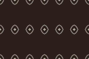 Traditional ethnic motifs ikat geometric fabric pattern cross stitch.Ikat embroidery Ethnic oriental Pixel brown background. Abstract,,illustration. Texture,scarf,decoration,wallpaper. vector