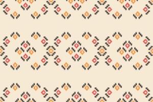 Traditional Ethnic ikat motif fabric pattern background geometric .African Ikat embroidery Ethnic pattern brown cream background wallpaper. Abstract,,illustration.Texture,frame,decoration. vector