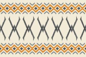 Traditional Ethnic ikat motif fabric pattern background geometric .African Ikat embroidery Ethnic pattern brown cream background wallpaper. Abstract,,illustration.Texture,frame,decoration. vector