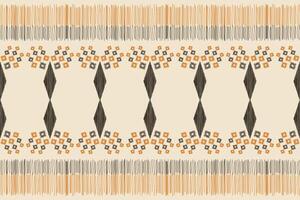 Traditional Ethnic ikat motif fabric pattern background geometric .African Ikat embroidery Ethnic pattern brown cream background wallpaper. Abstract,,illustration.Texture,frame,decoration. vector