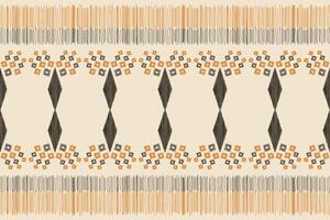 tradicional étnico ikat motivo tela modelo antecedentes geométrico .africano ikat bordado étnico modelo marrón crema antecedentes fondo de pantalla. resumen, ilustración.textura, marco, decoración. vector