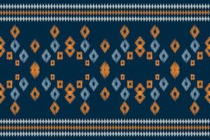Traditional Ethnic ikat motif fabric pattern geometric style.African Ikat embroidery Ethnic oriental pattern blue background wallpaper. Abstract,,illustration.Texture,frame,decoration. vector