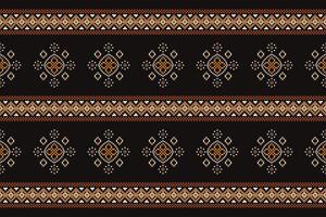 Traditional ethnic motifs ikat geometric fabric pattern cross stitch.Ikat embroidery Ethnic oriental Pixel brown background. Abstract,,illustration. Texture,scarf,decoration,wallpaper. vector