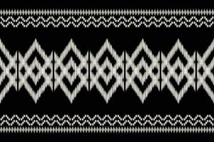 Traditional Ethnic ikat motif fabric background pattern geometric .African Ikat embroidery Ethnic oriental pattern black background wallpaper. Abstract,,illustration.Texture,frame,decoration. vector