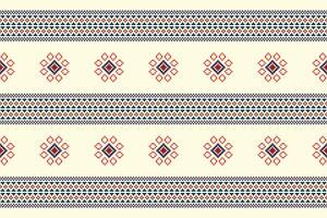 Traditional ethnic motifs ikat geometric fabric pattern cross stitch.Ikat embroidery Ethnic oriental Pixel brown cream background. Abstract,,illustration. Texture,scarf,decoration,wallpaper. vector