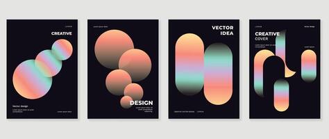 Abstract gradient background set. Minimalist style cover template with vibrant perspective 3d geometric prism shapes collection. Ideal design for social media, poster, cover, banner, flyer. vector