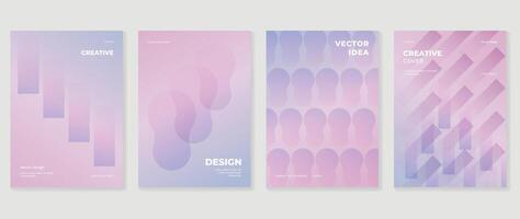 Abstract gradient background set. Minimalist style cover template with vibrant perspective 3d geometric prism shapes collection. Ideal design for social media, poster, cover, banner, flyer. vector