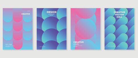 Abstract gradient background set. Minimalist style cover template with vibrant perspective 3d geometric prism shapes collection. Ideal design for social media, poster, cover, banner, flyer. vector