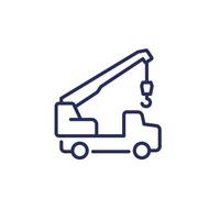 crane truck line icon on white vector