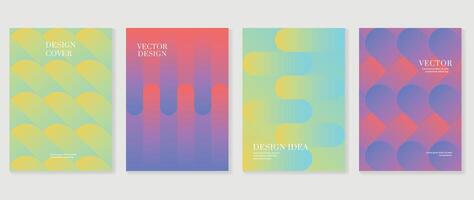 Abstract gradient background set. Minimalist style cover template with vibrant perspective 3d geometric prism shapes collection. Ideal design for social media, poster, cover, banner, flyer. vector