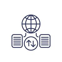 Global data exchange line icon on white vector