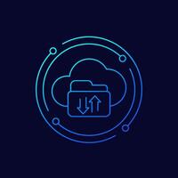 cloud folder icon, linear design vector