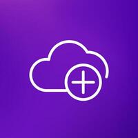 add to cloud line icon for web vector