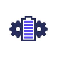 power management icon, battery and gears vector