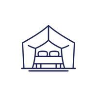 glamping line icon with a tent vector