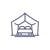 glamping line icon with a tent vector