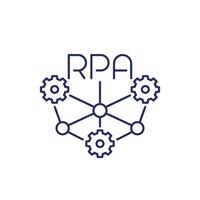 rpa icono, robótico proceso automatización, línea vector