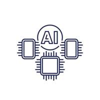 AI optimized hardware line icon vector