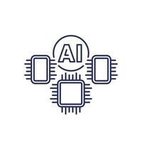 AI optimized hardware line icon vector