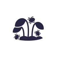 pests and a plant icon, vector