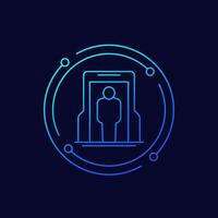 metal detector gate icon, linear design vector