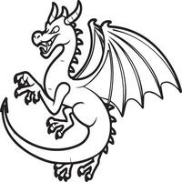 Hand drawn dragon outline illustration vector