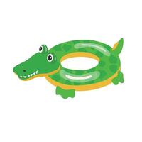 Swimming ring in alligator shape. Inflatable float, inflatable pool float clipart. Water lifebuoy. Summer element. Hello summer concept. Cartoon flat isolated on white background. vector