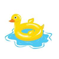 Swimming ring in duck shape. Inflatable float, inflatable pool float clipart. Water lifebuoy. Summer element. Hello summer concept. Cartoon flat isolated on white background. vector