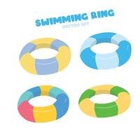 Swimming ring in cartoon style. Inflatable float, inflatable pool float clipart. Water lifebuoy or saver. Summer element. Hello summer concept. Flat isolated on white background. vector