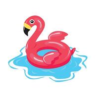 Swimming ring in flamingo shape. Inflatable float, inflatable pool float clipart. Water lifebuoy. Summer element. Hello summer concept. Cartoon flat isolated on white background. vector